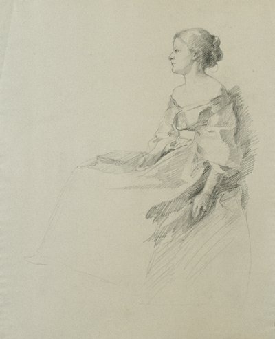 Mujer sentada de perfil de Samuel Isham