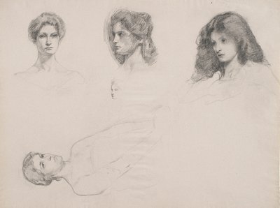 Boceto de cabezas femeninas de Samuel Isham