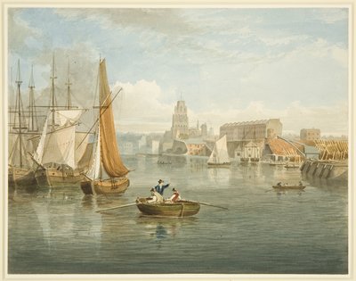 Mirando hacia el Puerto Flotante desde el Puente de Prince Street mostrando Wapping y Redcliffe Parade de Samuel Jackson