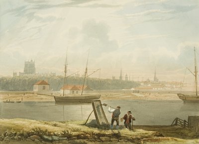 Vista del puerto flotante con la catedral y las iglesias de la ciudad, c. 1825 de Samuel Jackson