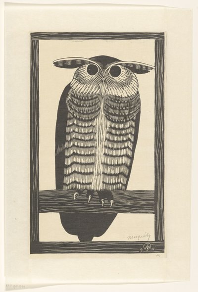 Búho de los cuernos de Samuel Jessurun de Mesquita (signed by artist)
