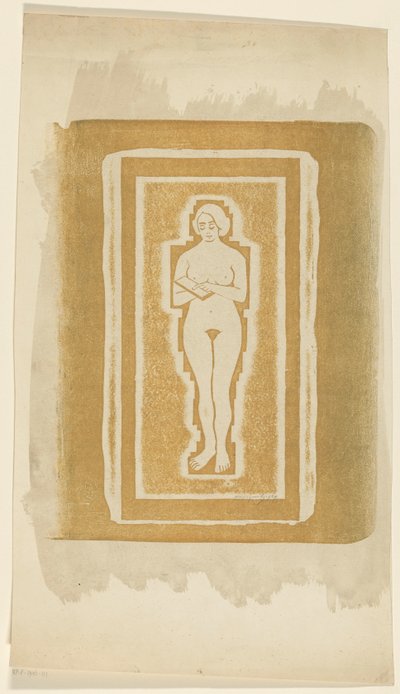 Desnudo con un libro o una losa de piedra en la mano de Samuel Jessurun de Mesquita (signed by artist)