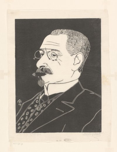 Retrato de un hombre no identificado con un puro de Samuel Jessurun de Mesquita (signed by artist)
