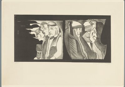 Dos grupos de figuras enfrentadas de Samuel Jessurun de Mesquita (signed by artist)