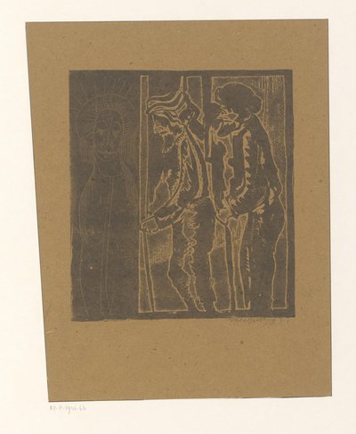 Dos hombres junto a una figura con los ojos cerrados de Samuel Jessurun de Mesquita (signed by artist)