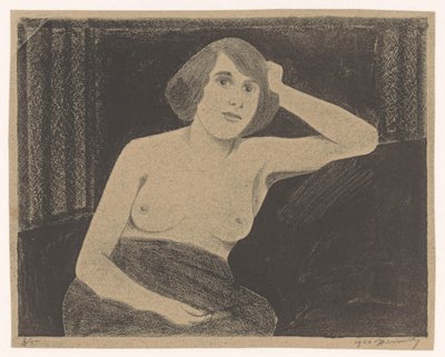Mujer desnuda, sentada en un banco, con la mano en la cabeza de Samuel Jessurun de Mesquita (signed by artist)