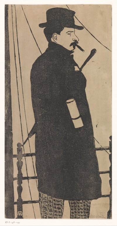 Autorretrato con abrigo y sombrero de Samuel Jessurun de Mesquita (signed by artist)
