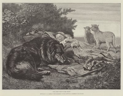 Su primera visita al rebaño, en la exposición del Instituto de Pintores en Óleo de Samuel John Carter