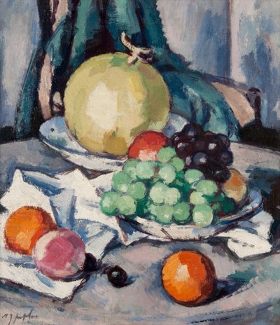 Frutas Mixtas - Melón, Uvas y Manzanas de Samuel John Peploe