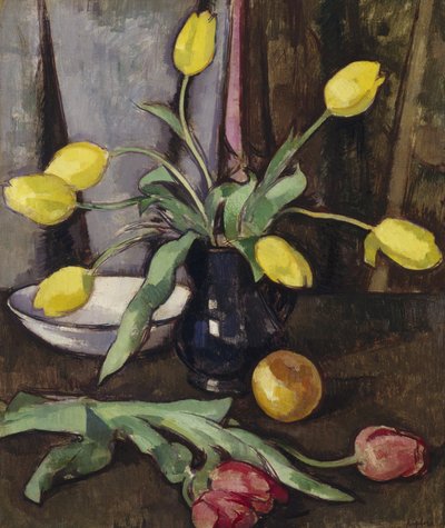 Naturaleza muerta con tulipanes (óleo sobre lienzo) de Samuel John Peploe