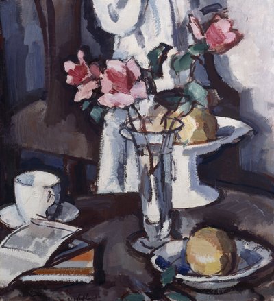 Naturaleza muerta con rosas rojas, c.1931 (óleo sobre lienzo) de Samuel John Peploe