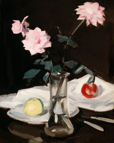 Naturaleza muerta, rosas rosas (óleo sobre lienzo) de Samuel John Peploe