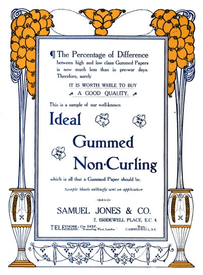 Samuel Jones & Co. - Anuncio de Goma Ideal No Enrollante, 1919 de Samuel Jones