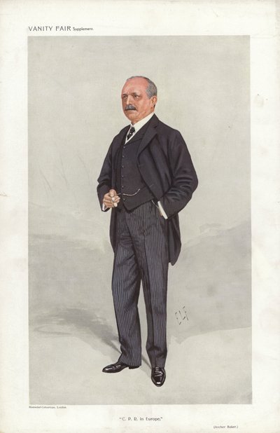 Archer Baker, C P R en Europa, caricatura de Vanity Fair de Samuel Luke (after) Fildes