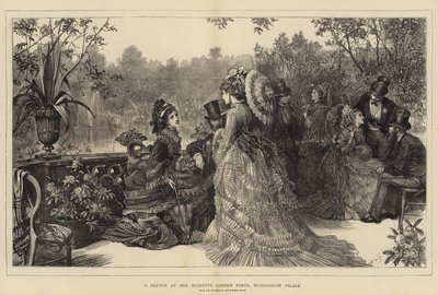 Un boceto en la Fiesta en el Jardín de Su Majestad, Palacio de Buckingham de Samuel Luke Fildes