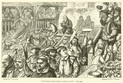 Mientras caminaba, seguía leyendo su libro con atención de Samuel Luke Fildes