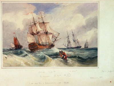 Un barco atracado, c.1825 (acuarela) de Samuel Owen
