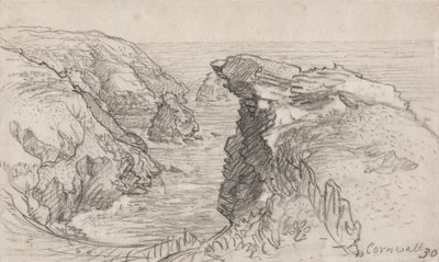 Una página de un cuaderno de bocetos de Cornualles: Cornualles 30 de Samuel Palmer