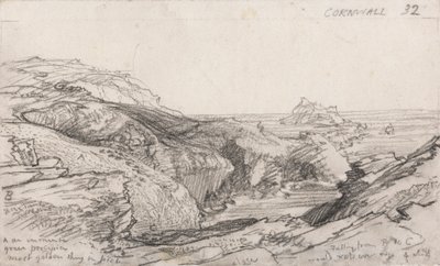 Una página de un cuaderno de bocetos de Cornualles: Cornualles 32 de Samuel Palmer