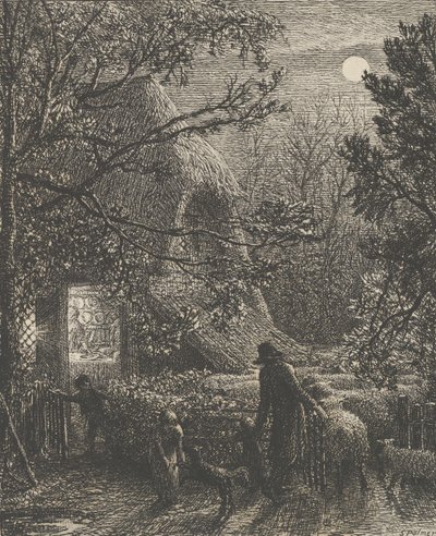 Navidad, o doblando la última oveja, 1850 de Samuel Palmer