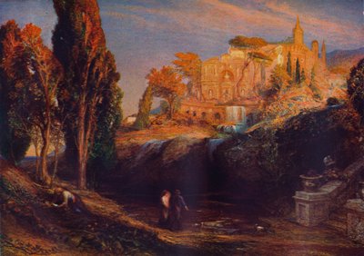 Emily y Valancourt en el Chateau Le Blanc: Lady Foix escucha al Dr. Foix, Misterios de Udulpho de Samuel Palmer