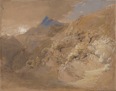 Monte Siabod desde Tyn-y-Coed, cerca de Capel Curig de Samuel Palmer