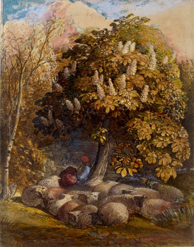 Pastoral con un castaño de Indias, c. 1830-1831 de Samuel Palmer