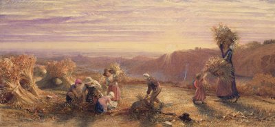 Puesta de sol en los campos de espigado de Samuel Palmer