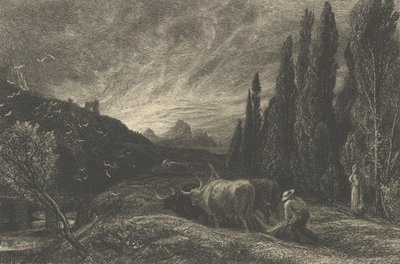 El Primer Labrador, o La Mañana Extendida Sobre las Montañas, antes de 1861. de Samuel Palmer