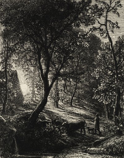 La cabaña del pastor, o Atardecer, 1850 de Samuel Palmer