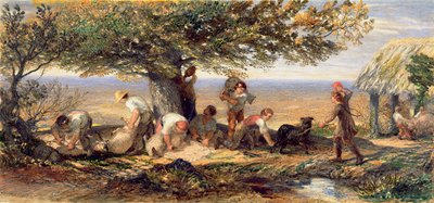 The Sheepshearers, c.1863 (acuarela y color sobre trazos de lápiz sobre papel) de Samuel Palmer