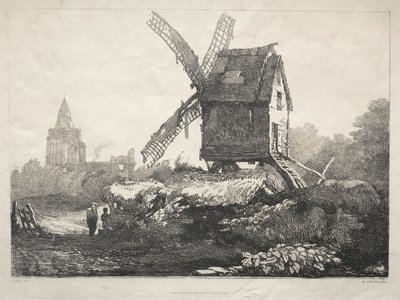 Una serie de edificios antiguos y cabañas rurales en el norte de Inglaterra: En Crowland, Molino de viento, 182 de Samuel Prout