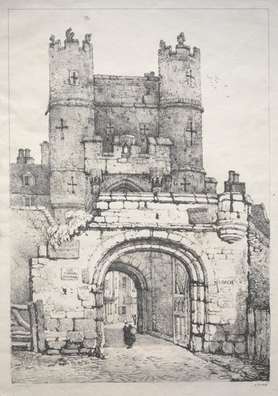 A Series of Ancient Buildings and Rural Cottages in the North of England:  At York, Medieval Gate de Samuel Prout