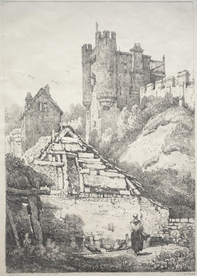 A Series of Ancient Buildings and Rural Cottages in the North of England:  At York, Farmyard with Chickens de Samuel Prout