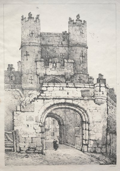 Serie de edificios antiguos y cabañas rurales en el norte de Inglaterra: En York, Puerta medieval de Samuel Prout
