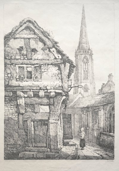 Una serie de edificios antiguos y cabañas rurales en el norte de Inglaterra: En York, Calle..., 1821 de Samuel Prout