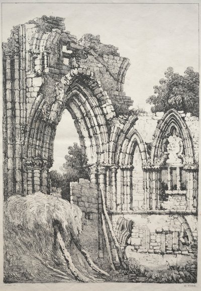 Una serie de edificios antiguos y cabañas rurales en el norte de Inglaterra: En York, Ruinas, 1821 de Samuel Prout