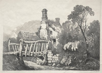 Una serie de edificios antiguos y cabañas rurales en el norte de Inglaterra: Cerca de Byland, 1821 de Samuel Prout