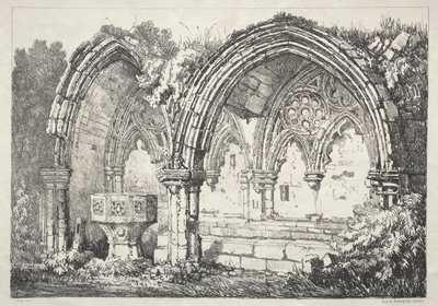 A Series of Ancient Buildings and Rural Cottages in the North of England:  Part of Kirkham Abbey de Samuel Prout