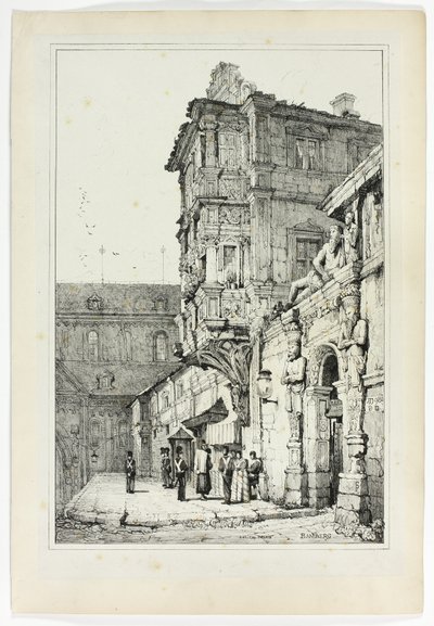 Ancien Palais, Bamberg, a partir de facsímiles de bocetos realizados en Flandes y Alemania de Samuel Prout