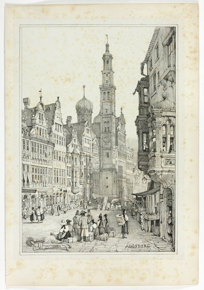 Augsburgo, a partir de facsímiles de bocetos realizados en Flandes y Alemania de Samuel Prout