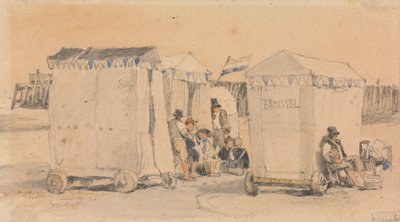 Carpas de baño en la playa, Ostende de Samuel Prout