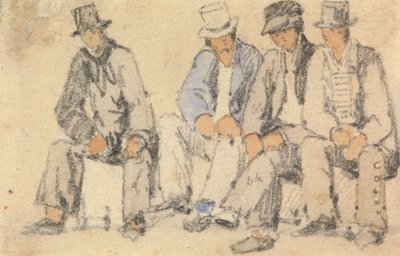 Grupo de cuatro hombres sentados de Samuel Prout