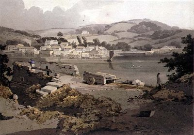 Paisaje, con río y pueblo de Samuel Prout