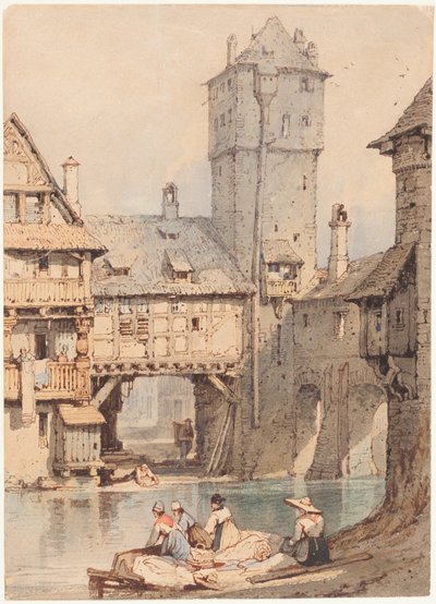 Lavanderas frente a la torre de agua, Núremberg de Samuel Prout