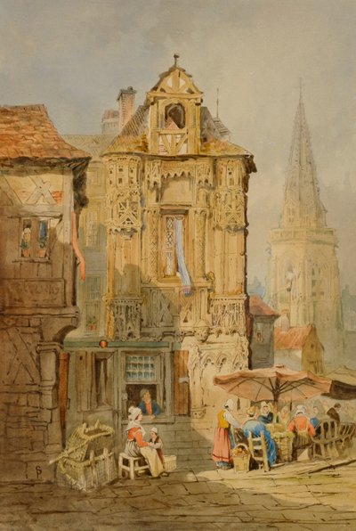 Mercado en Brujas, principios del siglo XIX de Samuel Prout