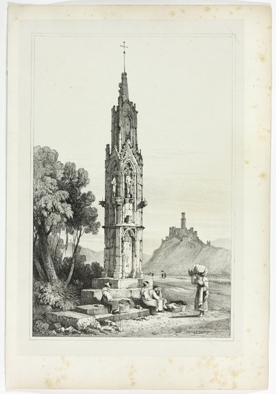Cerca de Godesberg, a partir de facsímiles de bocetos realizados en Flandes y Alemania de Samuel Prout