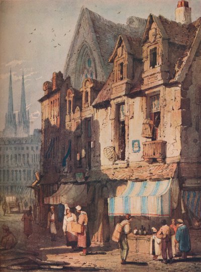 Escena de calle, Bayeux, Normandía, c1828 de Samuel Prout