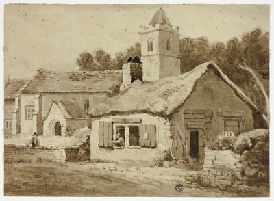 Iglesia y calle del pueblo de Samuel Prout