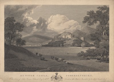 Vista noreste del castillo de Dunster, Somersetshire de Samuel Rawle